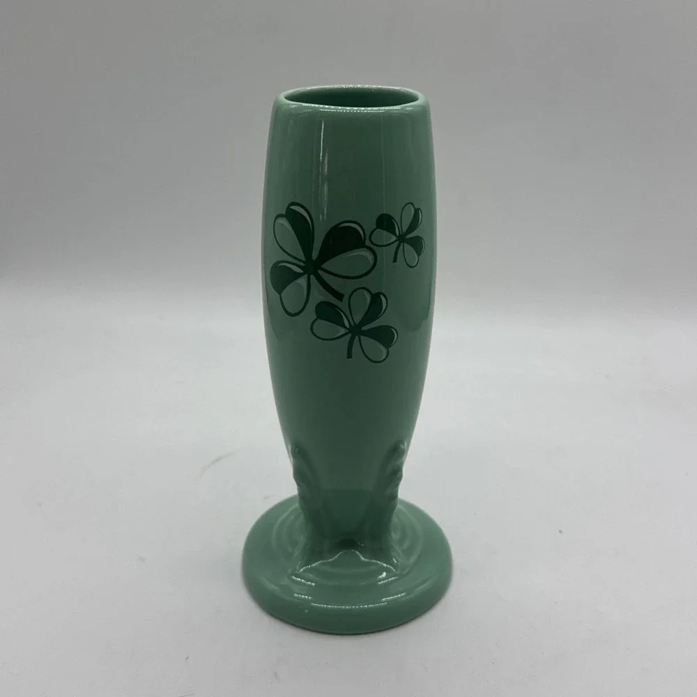 Fiesta Seamist Green Clover Bud Vase Homer Laughlin Ceramic Flower Holder